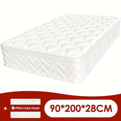 Pocketvering Matras – 7-Zones Matras – Vast Matras – Ergonomisch Matras – Eenpersoons Matras – 90x200 cm – 28 cm Hoogte – Ademend Katoenen Hoes