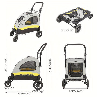 Hondenbuggy – Hondenwagen – Huisdierwagen – Dierenbuggy – Hondencarrier – Maat M – Stevig Metalen Frame – Waterafstotende Oxford-Stof