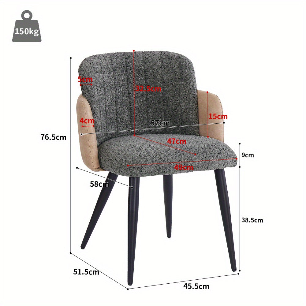 Eetkamerstoel – Stoel – Armstoel – Veloursstoel – Keukenstoel – Grijs Velours – Memory Foam Zitting – Verstelbare Voorpoten