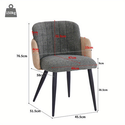 Eetkamerstoel – Stoel – Armstoel – Veloursstoel – Keukenstoel – Grijs Velours – Memory Foam Zitting – Verstelbare Voorpoten
