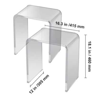 Acryl Bijzettafels – Bijzettafel Set – Side Table – Salontafel – Nachtkastje – Transparant Design – 41,5x30,5x46 cm – 18 mm Dik Acryl