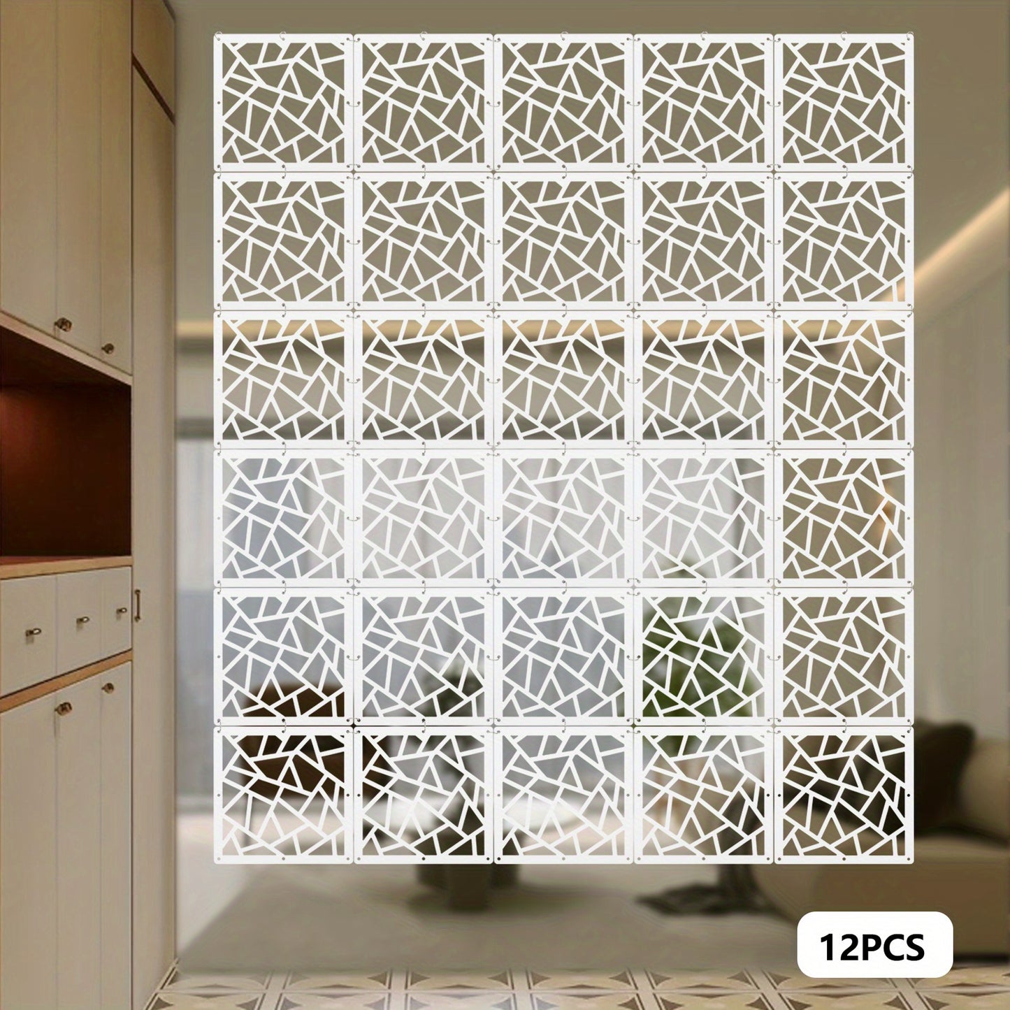 Roomdivider – Kamerscherm – Paravent – Scheidingswand – Wandpaneel – Wit – 12 Panelen – PVC Hout-Kunststofcomposiet – Gemakkelijk Ophangen