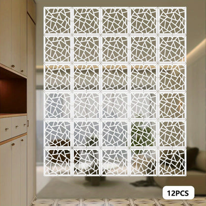 Roomdivider – Kamerscherm – Paravent – Scheidingswand – Wandpaneel – Wit – 12 Panelen – PVC Hout-Kunststofcomposiet – Gemakkelijk Ophangen