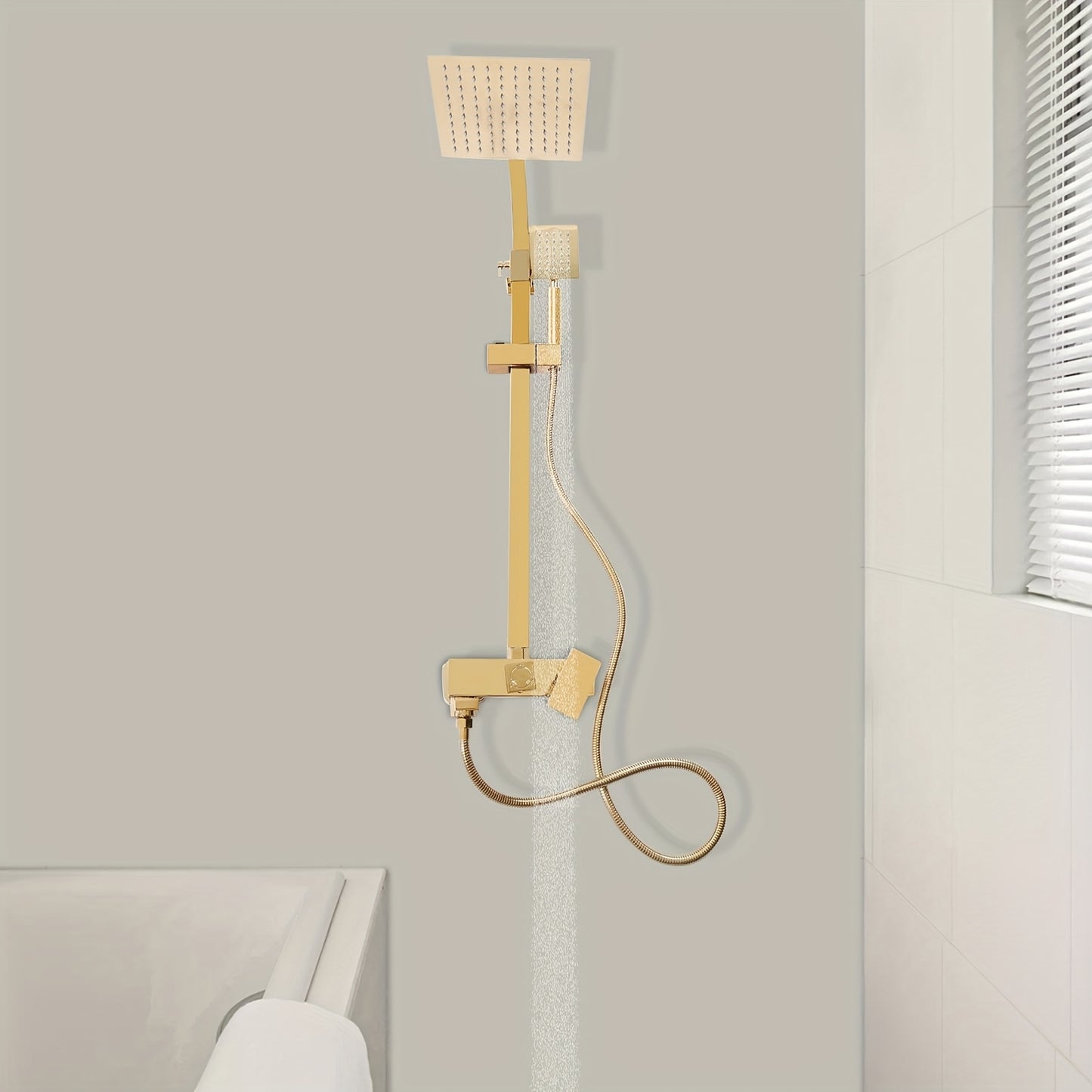 Golden Shower System – Regendouche – Douche Set – Mengkraan – Douchefittingen – Koperen Materiaal – Wandmontage