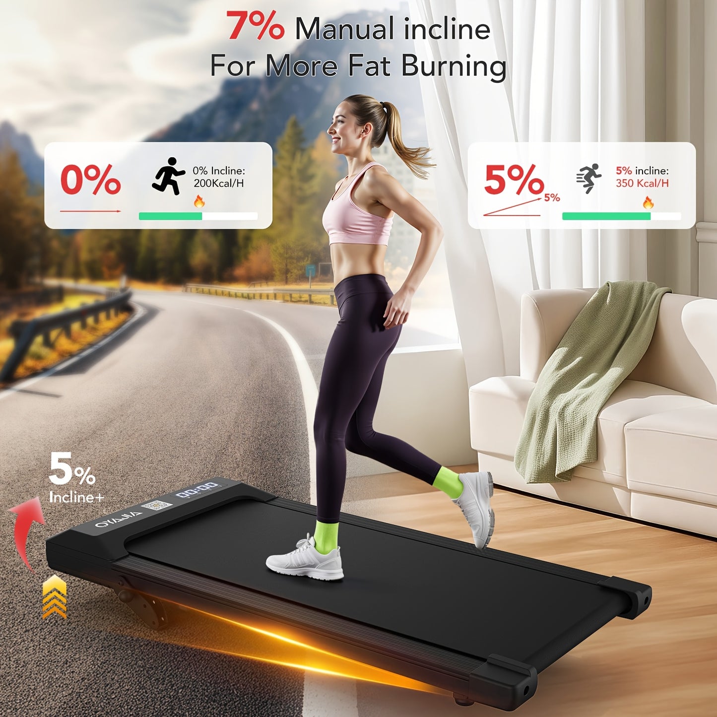 Loopband – Wandelband – Hardloopband – Fitnessband – Thuistrainer – Inklapbaar Design – 3-instelbare Hellingsstand