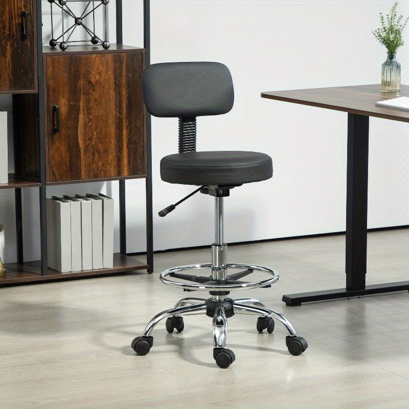 Ergonomische Bureaustoel – Bureaustoel Met Voetsteun – Draaistoel – Werkstoel – Desk Chair – Zwart – Verstelbare Hoogte – PU-Leder