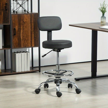 Ergonomische Bureaustoel – Bureaustoel Met Voetsteun – Draaistoel – Werkstoel – Desk Chair – Zwart – Verstelbare Hoogte – PU-Leder