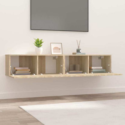 tv meubel – tv kast – tv meubelen – tv dressoir – tv wandmeubel – ruimtebesparend design – Sonoma eiken MDF hout 80x30x30 cm