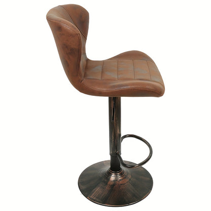 Barkrukken – Barstoelen – Hoge Stoelen – Keukenkrukken – Barkeukenstoelen – Verstelbare Zithoogte – Stevig Metalen Frame – Set Van 2 – Retro Bruin Kunstleer