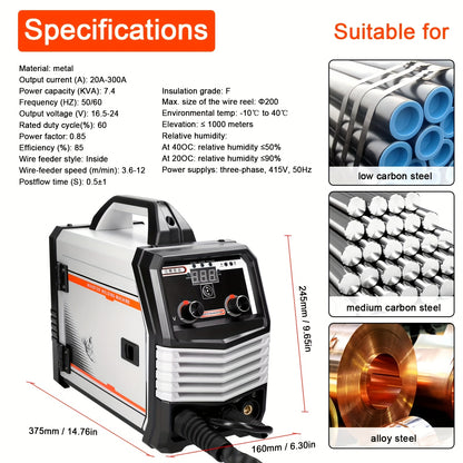 Lasapparaat – Mig Lasmachine – Mma Lasmachine – Mag Lasmachine – Tig Lasmachine – 4-in-1 Multifunctioneel – Compact en Lichtgewicht – IGBT Inverter Technologie
