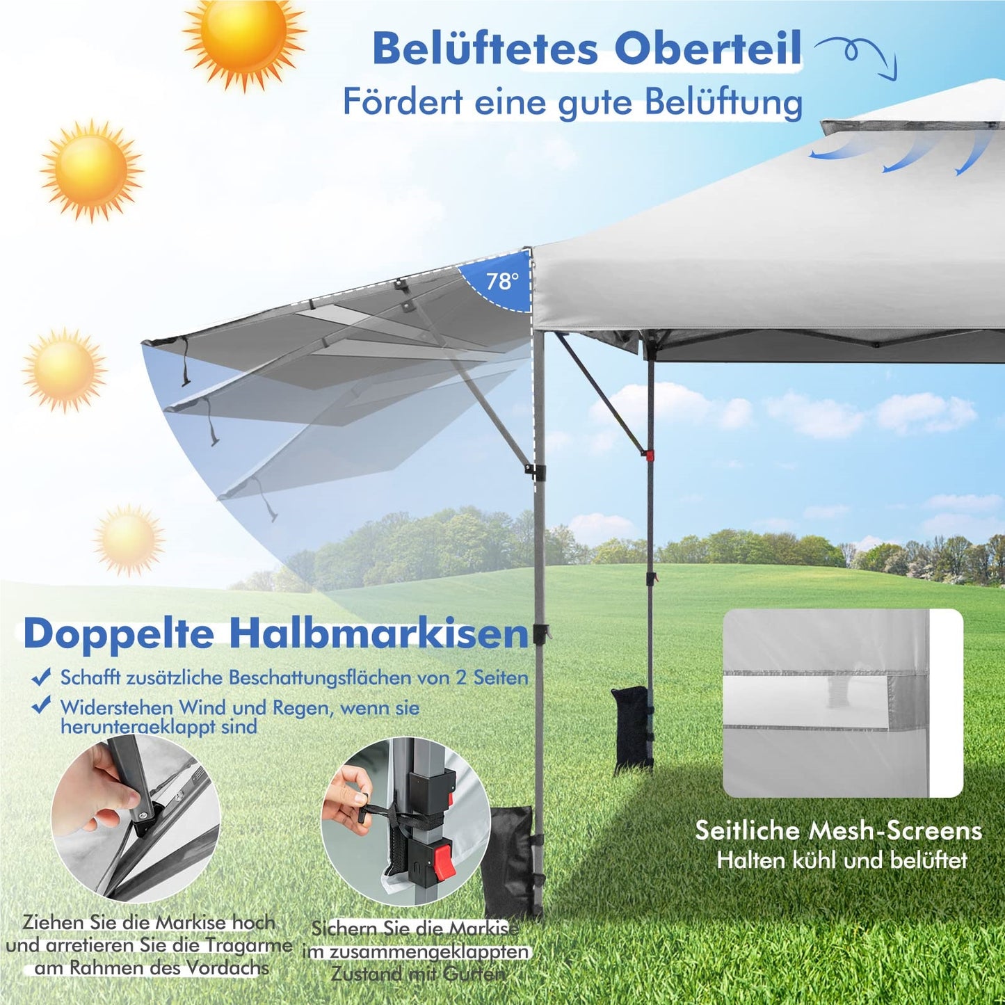 Partytent – Paviljoen – Tuintent – Feesttent – Opvouwbare Tent – 3x3 m – Waterdicht – UV-Bescherming 50+