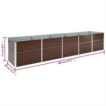 [Garden Gardening] Modern Galvanized Steel Raised Planter, 400x80x77cm, Weather-Resistant Outdoor Floor Mount with Multiple Components for Garden, Patio, Terrace, Outdoor Planters for Patio Extra Large