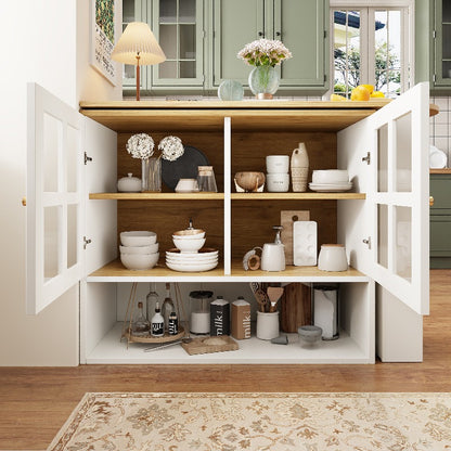 Contemporary Sideboard Cabinet with a 360-Degree Rotating Design, Featuring 5 Shelves for Glass Storage, Suitable for The Living Room, Bedroom, Or Dining Area in White.