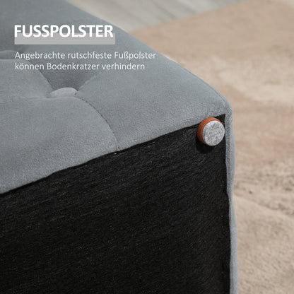 Opbergbank – Opbergkist – Zitbank – Krukjes – Lichtgrijs – Hardhouten Frame – Microfiber Bekleding – Opbergruimte – 130 Kg Draagvermogen