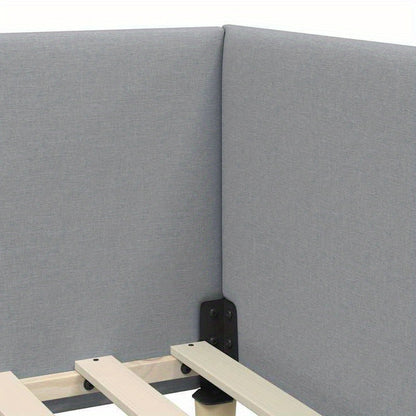 Hoekbankbed – Slaapbank – Bedbank – Loungesofa – Bedbank Hoek – Lichtgrijs – Massief Hout & Metaal – 90x190 cm – Ruimtebesparend & Eenvoudig in Elkaar Te Zetten
