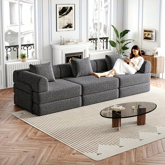 Bedbank – Slaapbank – Sofa – Logeerbed – Bankbed – 2-in-1 Uitschuifbaar Met Opbergruimte – Stevig Metalen Frame & Chenille Bekleding