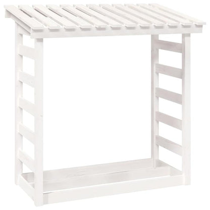 Houtopslag Buiten – Houtrek Buiten – Haardhoutrek – Brandhoutrek – Houtopslag Met Afdekhoes – Massief Dennenhout – Weerbestendig Design – 108x64,5x110 cm – Wit