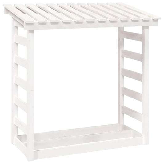 Houtopslag Buiten – Houtrek Buiten – Haardhoutrek – Brandhoutrek – Houtopslag Met Afdekhoes – Massief Dennenhout – Weerbestendig Design – 108x64,5x110 cm – Wit