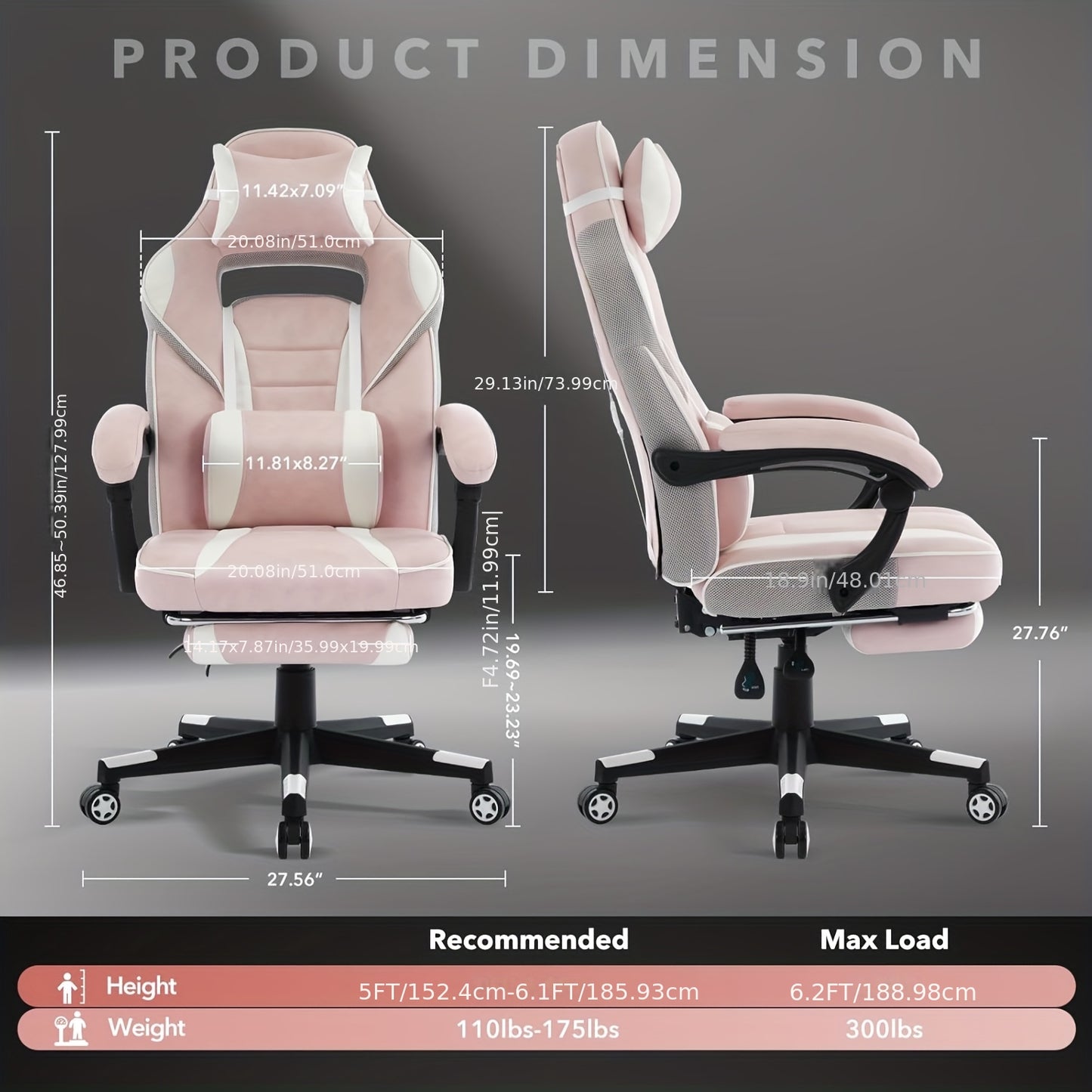 Gamingstoel – Gamenstoel – Bureaustoel – Speelstoel – Ergonomische Fauteuil – Verstelbare Hoogte – Massagefunctie Rugsteun – Voetsteun – Draagvermogen 136 kg – PU Leer