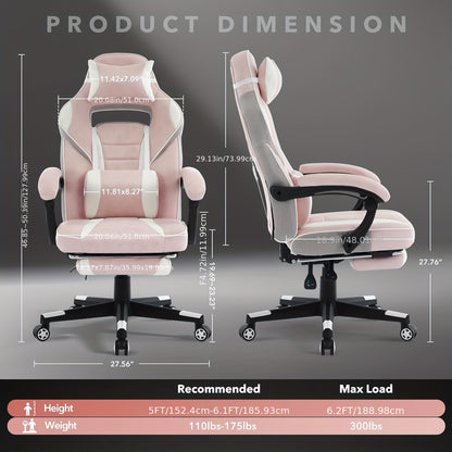 Gamingstoel – Gamenstoel – Bureaustoel – Speelstoel – Ergonomische Fauteuil – Verstelbare Hoogte – Massagefunctie Rugsteun – Voetsteun – Draagvermogen 136 kg – PU Leer