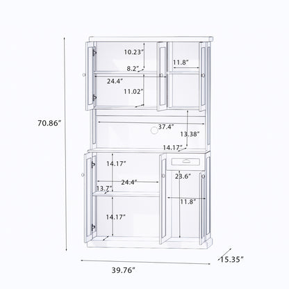 Keukenkast – Opbergkast – Buffetkast – Apothekerskast – Onderkast – 180 cm Wit – Verstelbare Planken – Kabeldoorvoer – Vrijstaand en Duurzaam