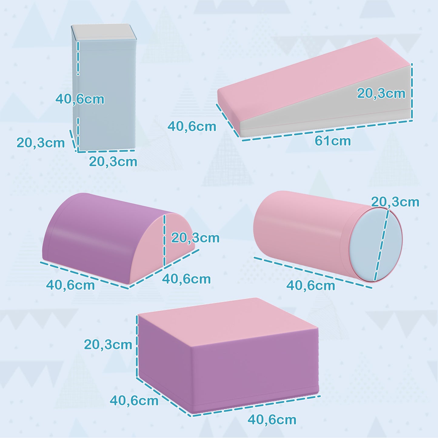 Zachte Speelkubussen – Foam Blokken – Speelblokken – Bouwen Voor Kinderen – Speelblokken Baby – Veilig Kunstleer – 5-delige Set Multikleur