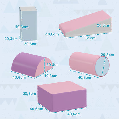 Zachte Speelkubussen – Foam Blokken – Speelblokken – Bouwen Voor Kinderen – Speelblokken Baby – Veilig Kunstleer – 5-delige Set Multikleur