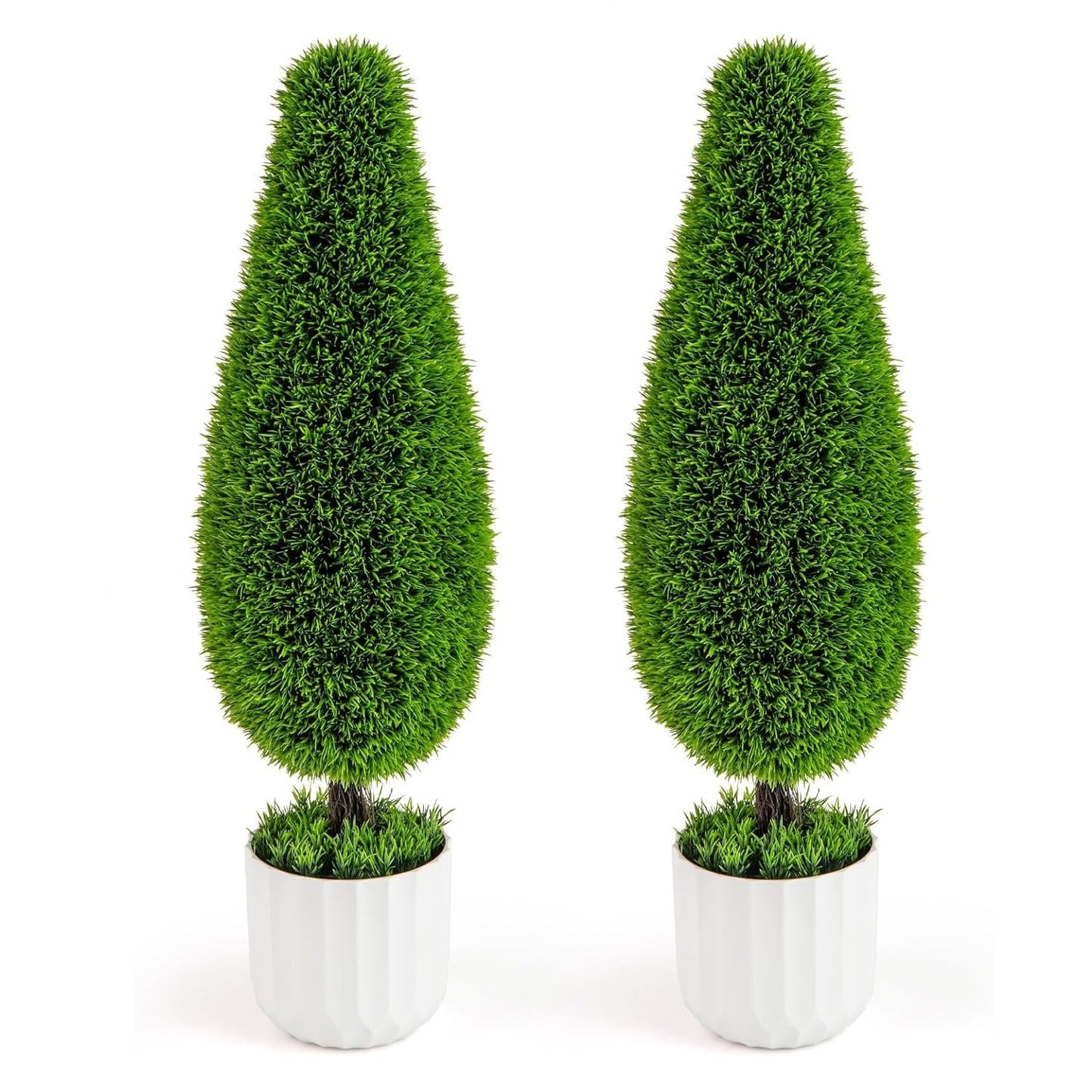 Kunstplant Ceder – Kunstzijden Plant – Decoratieve Kamerplant – Nepboom – Groen Kunstblad – Set van 2 – Onderhoudsvrij – 90 cm Hoog