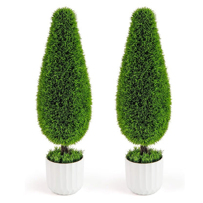 Kunstplant Ceder – Kunstzijden Plant – Decoratieve Kamerplant – Nepboom – Groen Kunstblad – Set van 2 – Onderhoudsvrij – 90 cm Hoog