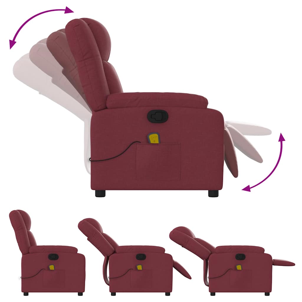 Massagestoel – Massagefauteuil – Relaxstoel – Ontspanningsstoel – Elektrisch Verstelbaar – Wijnrood – 6 Massagepunten – USB Aansluiting
