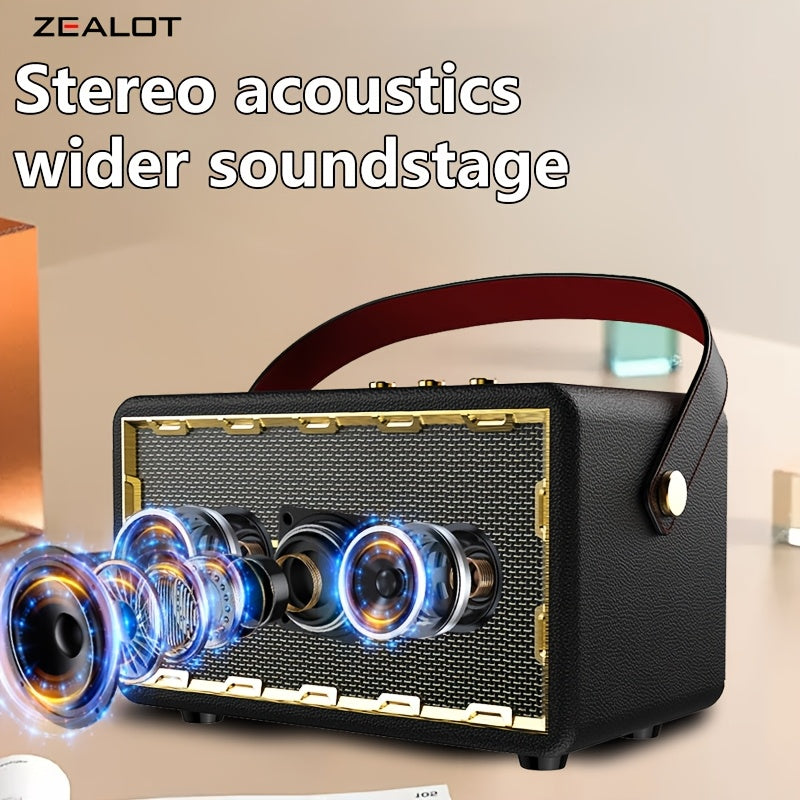 ZEALOT  50W Wireless Speaker System with Dual Pairing, 24000mAh Battery & 36H Playtime, /Type-C Charging, Wireless, Low Latency Gaming Sound, Compatible with TV/Phone/Tablet, Home Theater Stereo Sound System with Dynamic Loud
