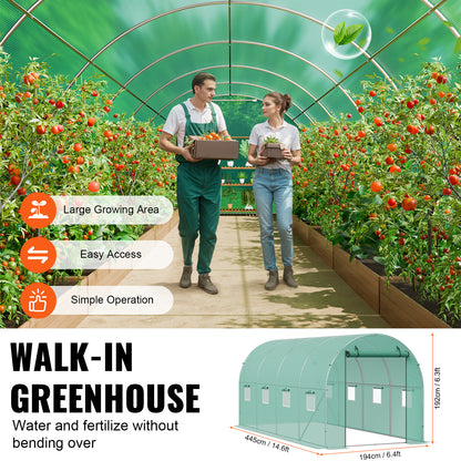 Tuinkas – Broeikas – Kweekkas – Foliekas – Serre – Gegalvaniseerd Stalen Frame – Duurzame PE Cover – 4,45x1,94x1,92 m – Walk-In Design