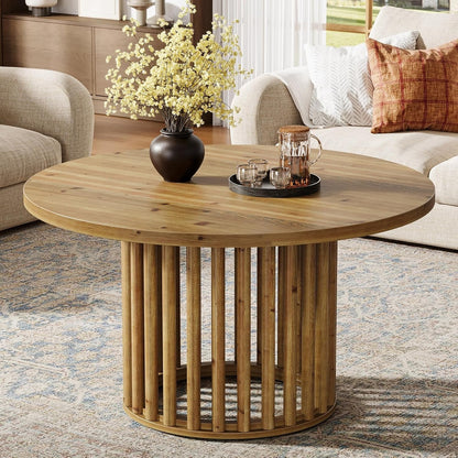 Ronde Salontafel – Bijzettafel – Koffietafel – Accenttafel – Houten Tafel – Massief Hout – 80 cm Diameter – Ruimtebesparend Ontwerp