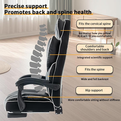 Gamingstoel – Gamestoel – Gaming Chair – Bureaustoel – Game Stoel – Ergonomisch Ontwerp – Verstelbare Voetensteun – Hoofdkussen – Aluminium Frame – Draaibaar