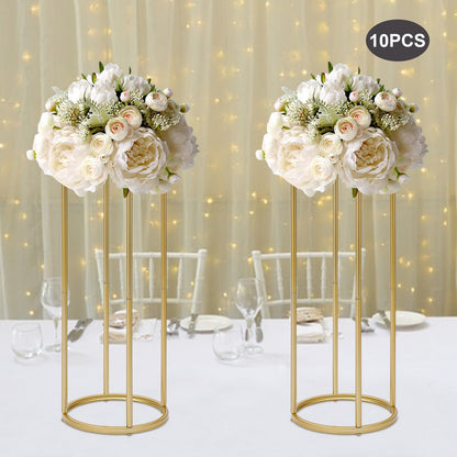 Tafeldecoratie – Bloemenstandaard – Bloemhouder – Tafelpresentatie – Bruiloft Decoratie – Gouden Metalen Standaards – 80 cm Hoog – Robuust Ijzer