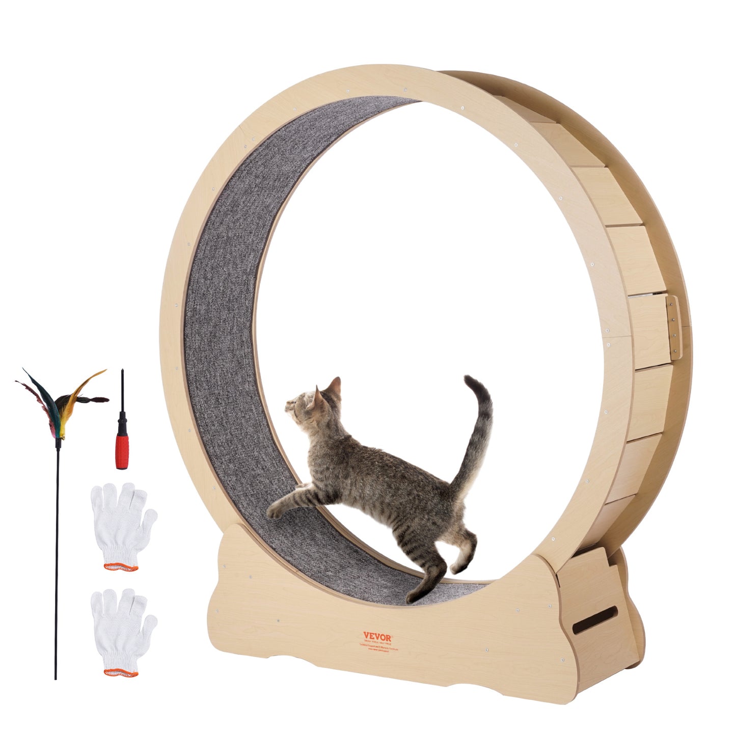 Kattenrad – Kattenloopwiel – Kattenwiel – Kattenrenwiel – Kattenrenrad – Groot formaat 132 cm – Stil en duurzaam hout