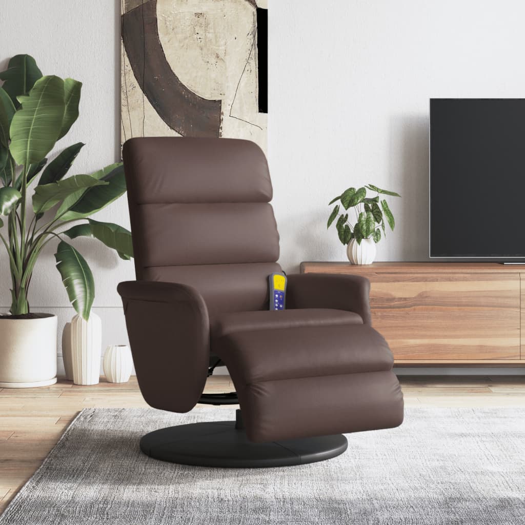 Stoel – Fauteuil – Relaxstoel – Draaistoel – Verstelbare Stoel – Kunstleer – 360° Draaibaar – Bruin