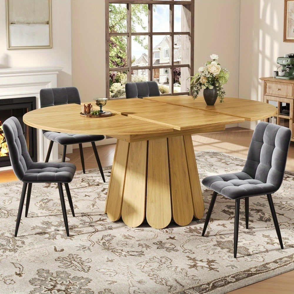 Uitbreidbare Ronde Eettafel – Uitschuifbare Eettafel – Klaptafel – Keukentafel – Balkontafel – MDF Houtlook – Tot 6 Personen – 118-158 cm