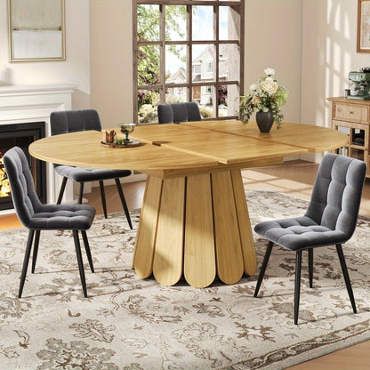 Uitbreidbare Ronde Eettafel – Uitschuifbare Eettafel – Klaptafel – Keukentafel – Balkontafel – MDF Houtlook – Tot 6 Personen – 118-158 cm