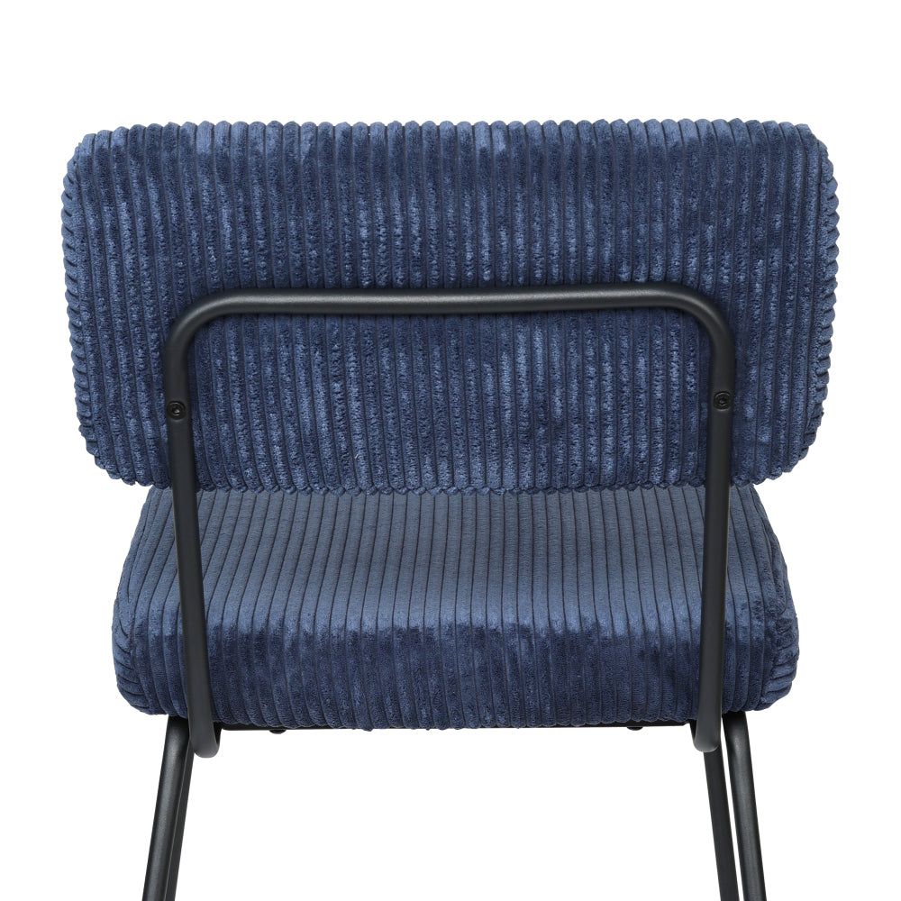 Eetkamerstoel – Stoel – Kuipstoel – Keukenstoel – Set van 2 – Modern Navy Blauw – Metalen Frame – Gestreepte Stof – Stevig – Makkelijk Schoon Te Maken