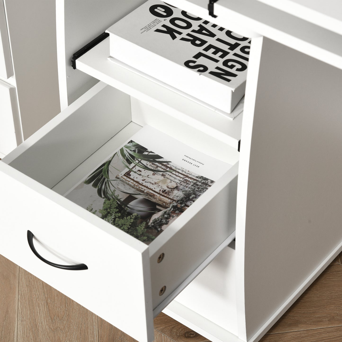 Computertafel – Computerbureau – Bureautafel – Werktafel – Bureau – Wit hout – Ergonomisch ontwerp – Ruime opbergruimte – 120x55x85 cm