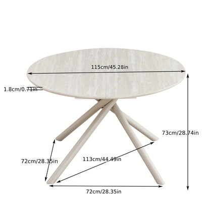 Eettafel Rond – Ronde Eettafel – Ronde Tafel – Keukentafel Rond – Ronde Eetkamertafel – Modern Design – Stevig Gecoat Metalen Kruispoot – 115 cm MDF Blad Grijs