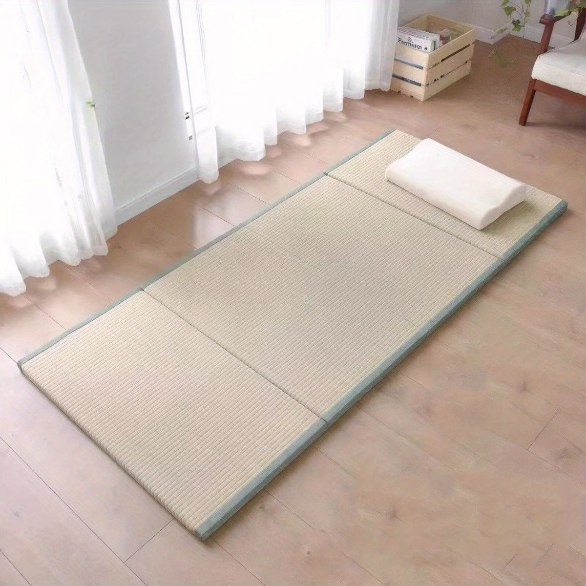 Futonmatras – Tatami Mat – Vloermatras – Slaapmat – Opvouwbare Matras – Natuurlijke Grasvezels – Fris Geurend – 200x90x3,5 cm