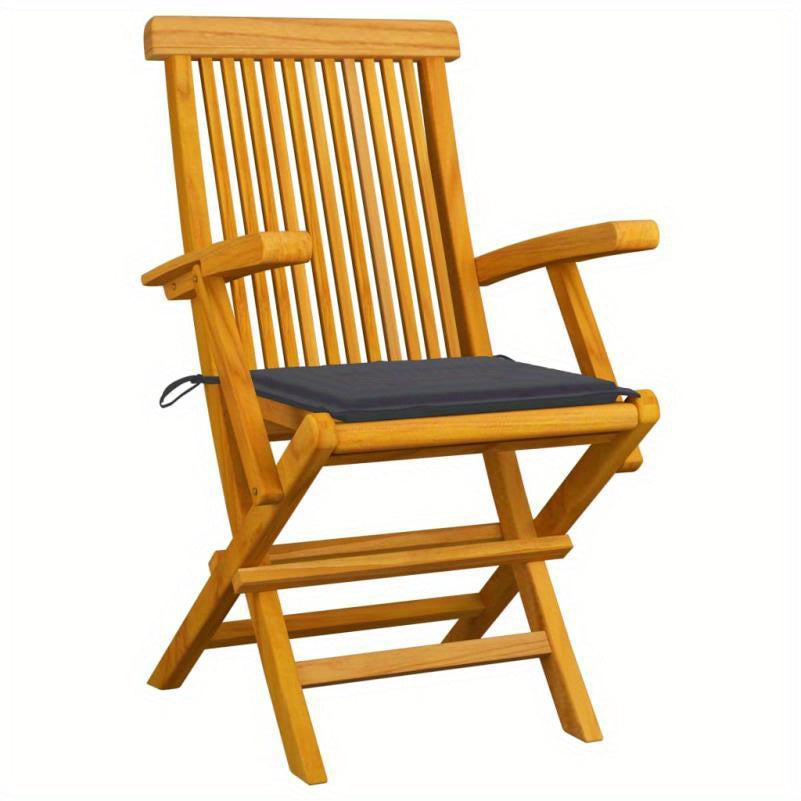 Teak Tuinstoelen – Houten Tuinstoelen – Buitestoelen – Terrasstoelen – Terrasmeubels – Massief Teakhout – Antraciet Kussens