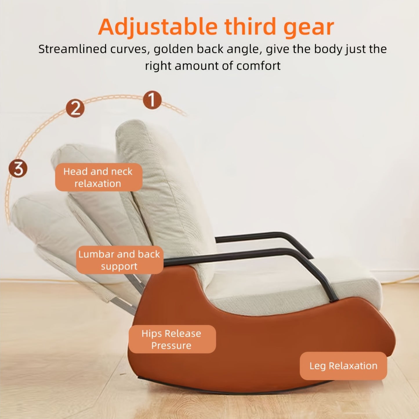 Schommelstoel – Relaxstoel – Loungechair – Fauteuil – Schommelfauteuil – Beige Bruin – Uitschuifbare Voetensteun – Ergonomisch Comfort – Duurzaam MDF Hardhout Metaal