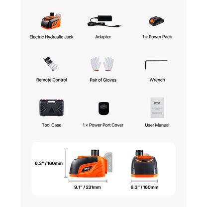 Elektrische Autokrik – Auto Krik – Hydraulische Krik – Draagbare Krik – 5 Ton Autokrik – Draadloos Met Afstandsbediening – LED Verlichting & Aluminium