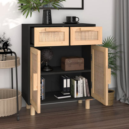 Dressoir – Opbergkast – Ladekast – Wandkast – Tv-meubel – Massief Den – Natuurlijk Rotan Accenten – Compact 60,96x30,48x74,93 cm