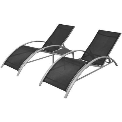 Lounge Chairs with Table Aluminium Black Lightweight Simple and Versatile Suitable for Outdoor Yard and Terrace Sturdy and Durable