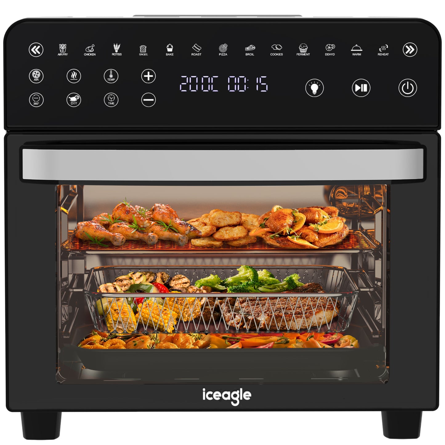 Airfryer – Heteluchtfriteuse – Mini Oven – Heteluchtoven – Gezond Koken – 15L XXL Capaciteit – 2200W Vermogen – 13 Programma’s Met Touchscreen