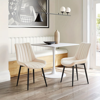 Eetkamerstoelen – Stoelen – Keukenstoelen – Velvet Stoelen – Set Van 2 Zwart – Metalen Poot – Comfortabel Memory Foam